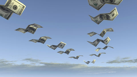 money-flying-away